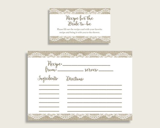 Recipe For The Bride To Be Bridal Shower Recipe For The Bride To Be Burlap And Lace Bridal Shower Recipe For The Bride To Be Bridal NR0BX