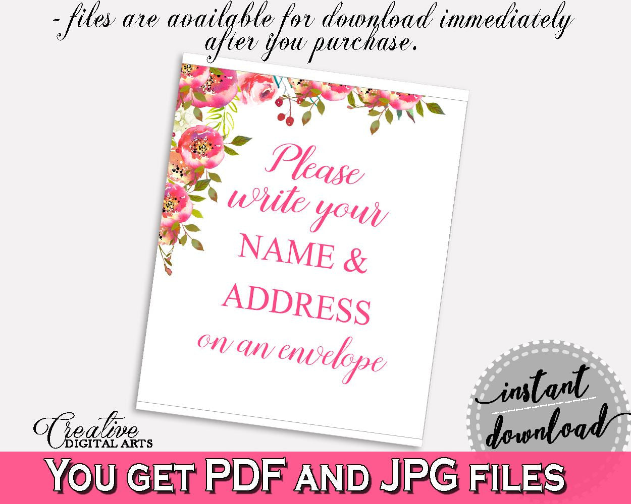 Addressing Sign Bridal Shower Addressing Sign Spring Flowers Bridal Shower Addressing Sign Bridal Shower Spring Flowers Addressing UY5IG - Digital Product