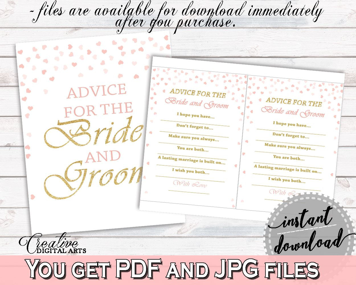 Advice Bridal Shower Advice Pink And Gold Bridal Shower Advice Bridal Shower Pink And Gold Advice Pink Gold - XZCNH - Digital Product