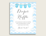 Chevron Baby Shower Diaper Raffle Tickets Game, Boy Blue White Diaper Raffle Card Insert and Sign Printable, Instant Download, 3.5x2", cbl01