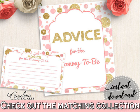 Advice Cards, Baby Shower Advice Cards, Dots Baby Shower Advice Cards, Baby Shower Dots Advice Cards Pink Gold party decor - RUK83 - Digital Product