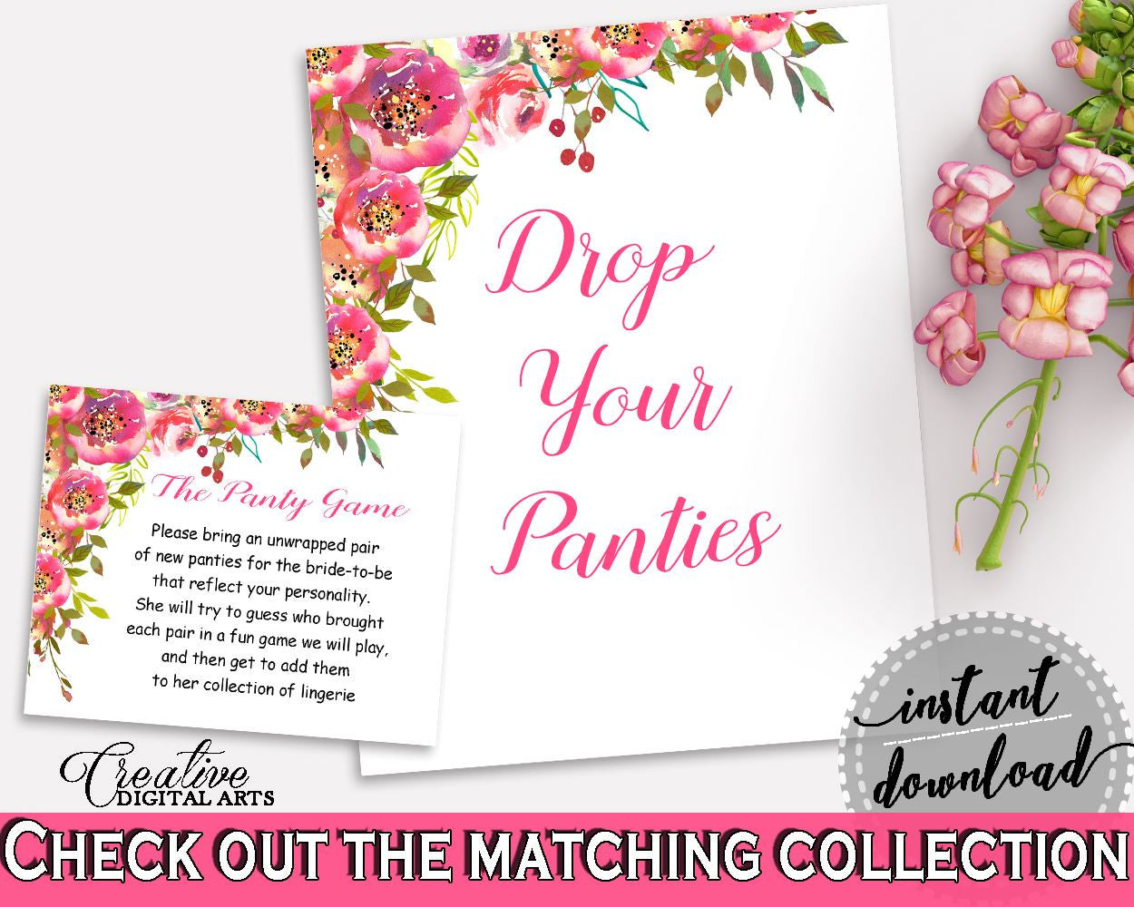 Drop Your Panties Bridal Shower Drop Your Panties Spring Flowers Bridal Shower Drop Your Panties Bridal Shower Spring Flowers Drop UY5IG - Digital Product