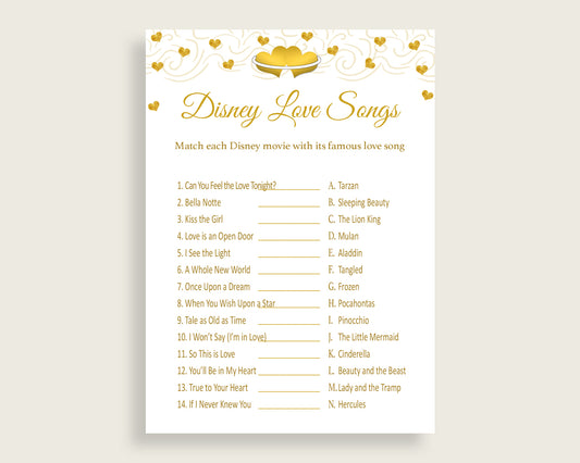 Disney Love Songs Game Bridal Shower Disney Love Songs Game Gold Hearts Bridal Shower Disney Love Songs Game Bridal Shower Gold Hearts 6GQOT