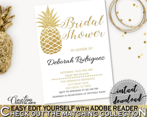 Editable Bridal Shower Invitation Bridal Shower Editable Bridal Shower Invitation Pineapple Bridal Shower Editable Bridal Shower 86GZU - Digital Product