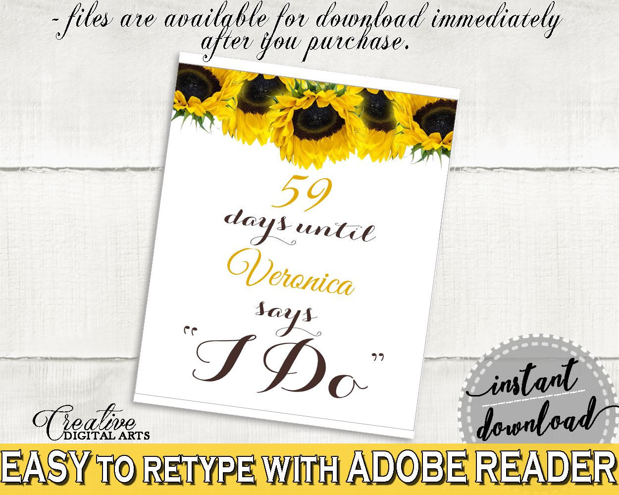 Days Until I Do Bridal Shower Days Until I Do Sunflower Bridal Shower Days Until I Do Bridal Shower Sunflower Days Until I Do Yellow SSNP1 - Digital Product