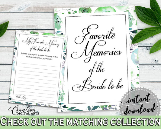 Favorite Memories Bridal Shower Favorite Memories Botanic Watercolor Bridal Shower Favorite Memories Bridal Shower Botanic Watercolor 1LIZN - Digital Product