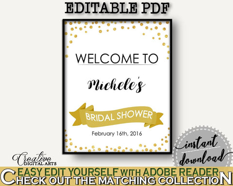 Welcome Sign Bridal Shower Welcome Sign Confetti Bridal Shower Welcome Sign Bridal Shower Confetti Welcome Sign Gold White prints CZXE5 - Digital Product