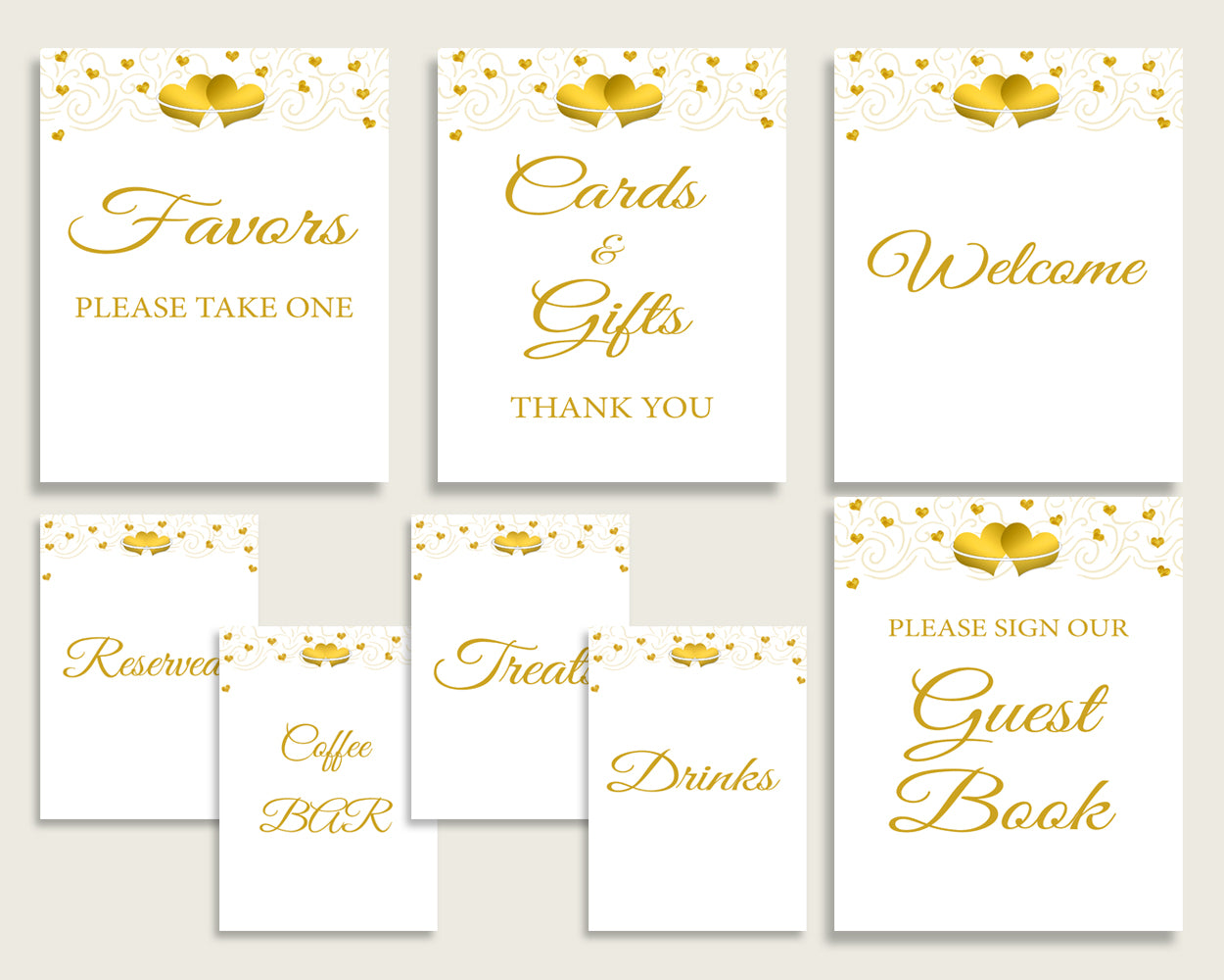 Table Signs Bridal Shower Table Signs Gold Hearts Bridal Shower Table Signs Bridal Shower Gold Hearts Table Signs White Gold prints 6GQOT