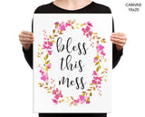 Bless This Mess Print, Beautiful Wall Art with Frame and Canvas options available Kitchen Decor