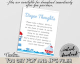 Diaper Thoughts Baby Shower Diaper Thoughts Nautical Baby Shower Diaper Thoughts Baby Shower Nautical Diaper Thoughts Blue Red DHTQT - Digital Product