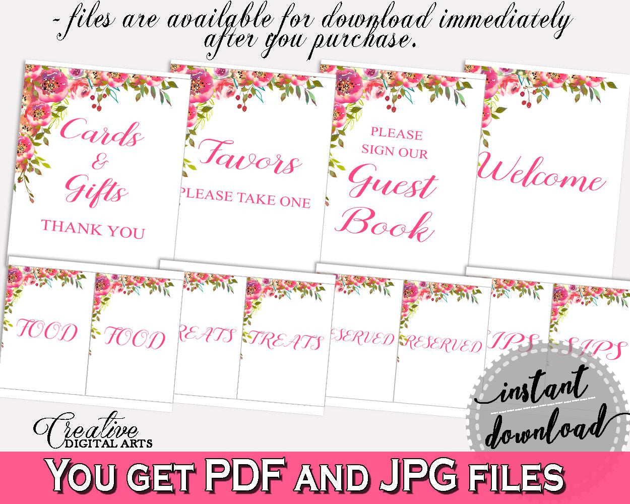 Table Signs Bridal Shower Table Signs Spring Flowers Bridal Shower Table Signs Bridal Shower Spring Flowers Table Signs Pink Green pdf UY5IG - Digital Product