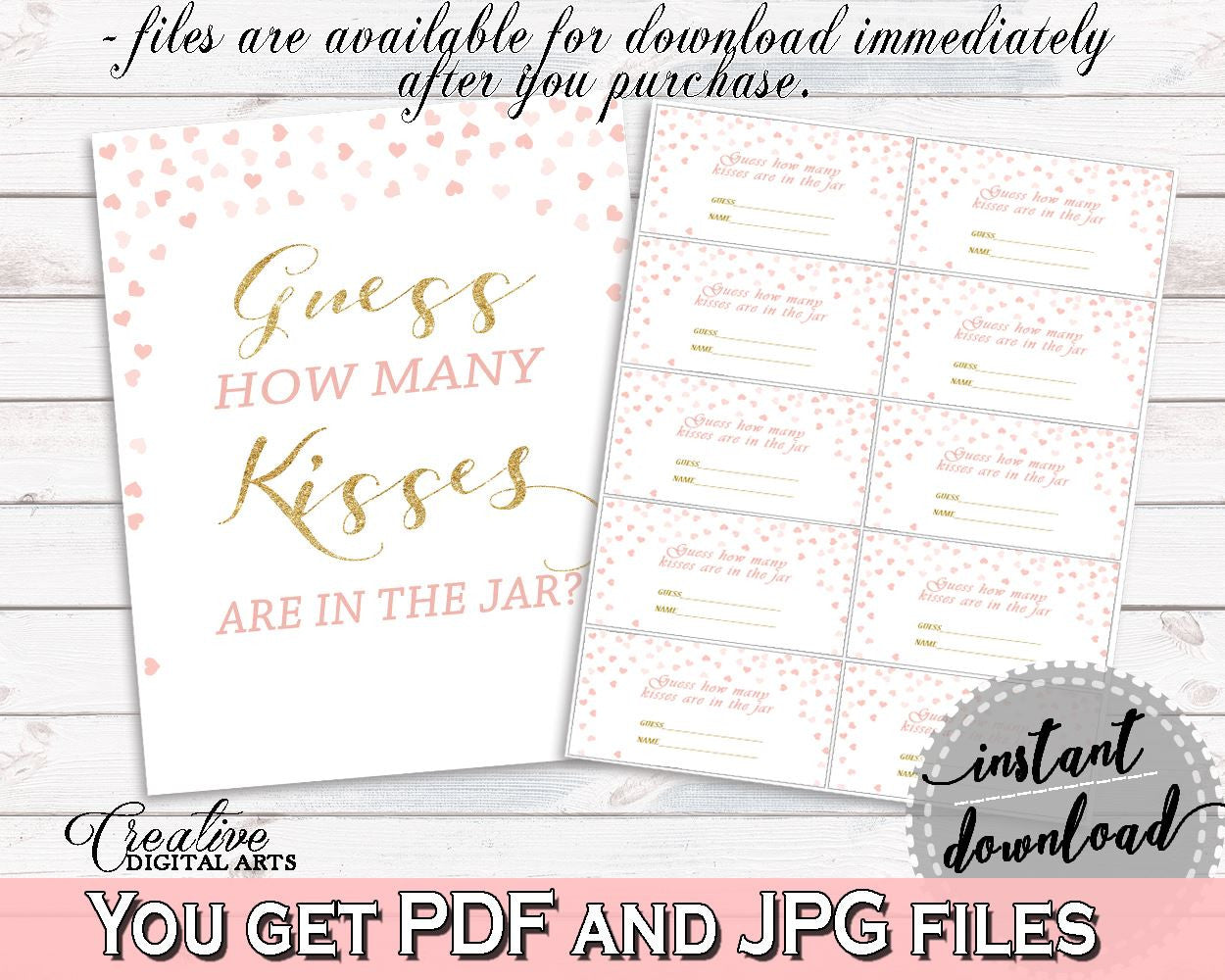 Kisses Guessing Game Bridal Shower Kisses Guessing Game Pink And Gold Bridal Shower Kisses Guessing Game Bridal Shower Pink And Gold XZCNH - Digital Product