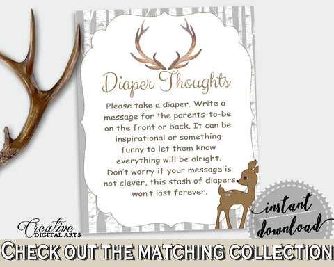 Diaper Thoughts Baby Shower Diaper Thoughts Deer Baby Shower Diaper Thoughts Baby Shower Deer Diaper Thoughts Gray Brown party décor Z20R3 - Digital Product
