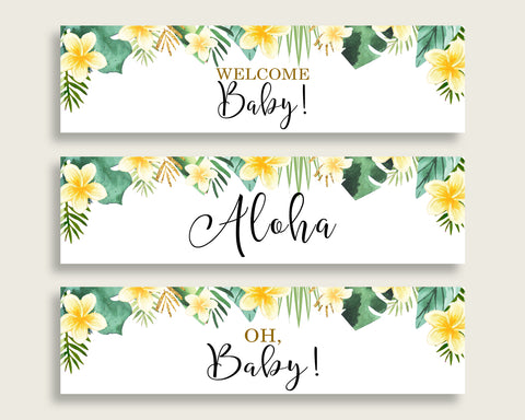 Green Yellow Water Bottle Labels Printable, Tropical Water Bottle Wraps, Tropical Baby Shower Gender Neutral Bottle Wrappers, Instant 4N0VK