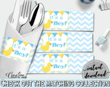 Yellow Rubber Duckie Blue And Mint Utensils Decorations Napkin Stickers NAPKIN RINGS, Instant Download, Party Organization - rd002 - Digital Product