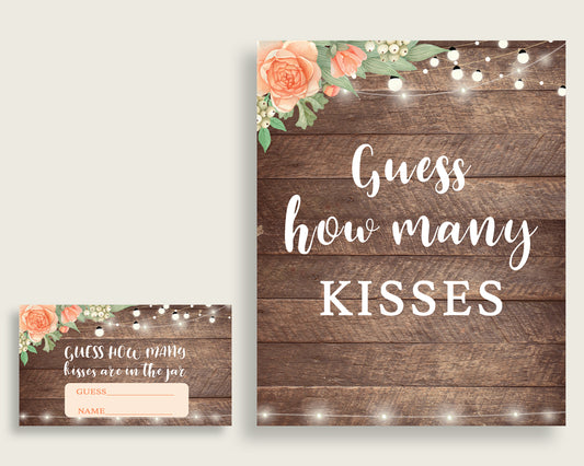 Kisses Guessing Game Bridal Shower Kisses Guessing Game Rustic Bridal Shower Kisses Guessing Game Bridal Shower Flowers Kisses SC4GE