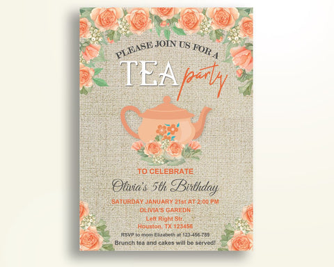 Tea Party Birthday Invitation Tea Party Birthday Party Invitation Tea Party Birthday Party Tea Party Invitation Girl editable template QVTCB - Digital Product