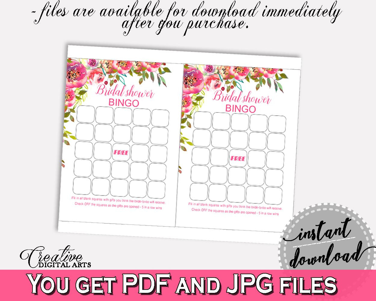 Empty Bingo Bridal Shower Empty Bingo Spring Flowers Bridal Shower Empty Bingo Bridal Shower Spring Flowers Empty Bingo Pink Green UY5IG - Digital Product