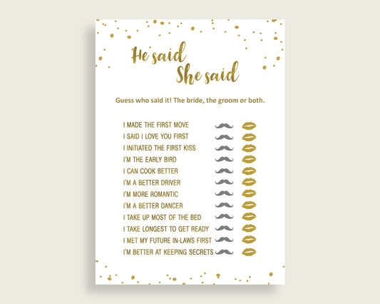 He Said She Said Game Bridal Shower He Said She Said Game Gold Bridal Shower He Said She Said Game Bridal Shower Gold He Said She Said G2ZNX